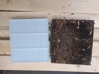 image of dirty and clean cabin air filter